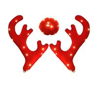 Car Reindeer Antlers - Festive Light Up Christmas Decoration Set, Holiday Antler Accessories with Nose Feature for Van SUV Truck Shopping Mall Window Vehicle Display, Seasonal Ornament