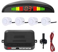 Car Reversing Sensor 4 Rear Sensor Parking Radar System Car Auto Parking System Radar Sound Buzzer Alarm Led Distance Display White