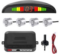 Car Reversing Sensor 4 Rear Sensor Parking Radar System Car Auto Parking System Radar Sound Buzzer Alarm Led Distance Display Silver