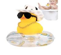 Car Rubber Duck - Dashboard Decor, Yellow Duck, Bath Toy | Squeaky Rubber Duck with Accessories for Dashboard Display, Party Fun, Kids , and Car Interior Decoration (Rubber)