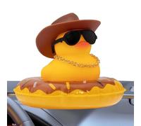 Car Rubber Duck - Dashboard Decor, Yellow Duck, Bath Toy | Squeaky Rubber Duck with Accessories for Dashboard Display, Party Fun, Kids , and Car Interior Decoration (Rubber)