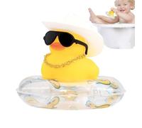 Car Rubber Duck - Dashboard Decor, Yellow Duck, Bath Toy | Squeaky Rubber Duck with Accessories for Dashboard Display, Party Fun, Kids , and Car Interior Decoration (Rubber)