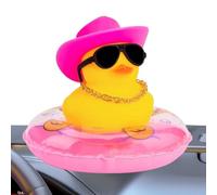 Car Rubber Duck - Dashboard Decor, Yellow Duck, Bath Toy | Squeaky Rubber Duck with Accessories for Dashboard Display, Party Fun, Kids , and Car Interior Decoration (Rubber)