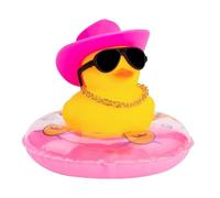 Car Rubber Duck - Dashboard Squeak Ducks Car Accessories Decoration, Rubber Duck C-AR Ornaments, Cute Mini Bath Toy with Swim Ring Or Sunglasses | Fun Cars Dashboard Toy for Kids Travel Road Trip