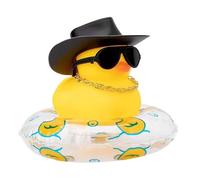 Car Rubber Duck - Dashboard Squeak Ducks Car Accessories Decoration, Rubber Duck C-AR Ornaments, Cute Mini Bath Toy with Swim Ring Or Sunglasses | Fun Cars Dashboard Toy for Kids Travel Road Trip