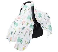 Car Seat Canopy - Summer Stroller Sun Shade Cover, Breathable Muslin Cotton Carrier Canopy, Lightweight Infant Protection | Universal Fit Car Seat Cover for Girls Boys Dinosaur Flower Design