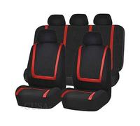 car seat covers front pair Housse De Siège Voiture En Fibre Lin À Couverture Complète Pour ISUZU Pour D Max Pour Pick-up Pour Camion Pour Total(C-Red-9PCS)