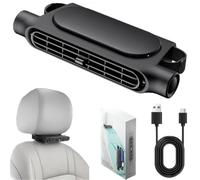 Car Seat Fan Rechargeable,Usb Car Headrest Cooling Fan with 3 Speeds,Angle Adjustable Portable Ventilation Fans 3000mah,for Hot Weather Automotive Driver Auto Road Trip Vehicle Long Drive (BLACK)