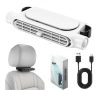 Car Seat Fan Rechargeable,Usb Car Headrest Cooling Fan with 3 Speeds,Angle Adjustable Portable Ventilation Fans 3000mah,for Hot Weather Automotive Driver Auto Road Trip Vehicle Long Drive (WHITE)
