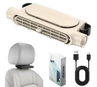 Car Seat Fan Rechargeable,Usb Car Headrest Cooling Fan with 3 Speeds,Angle Adjustable Portable Ventilation Fans 3000mah,for Hot Weather Automotive Driver Auto Road Trip Vehicle Long Drive (BEIGE)