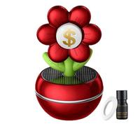 Car Solar Air Freshener, Solar Powered Rotating Car Fragrance Diffuser, ABS Flower Design, 360 Rotation, Aromatherapy Purifier, Wealth Sign for Adults
