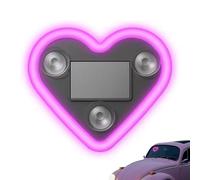 Car Solar Heart LED Light, Solar Powered Wireless LED Heart Shape C-Pillar Neon Light, Decoration Valentine's Day Car Accessory for Auto Wall Window (Purple,1pcs)