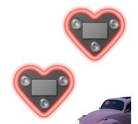 Car Solar Heart LED Light, Solar Powered Wireless LED Heart Shape C-Pillar Neon Light, Decoration Valentine's Day Car Accessory for Auto Wall Window (Red,2pcs)
