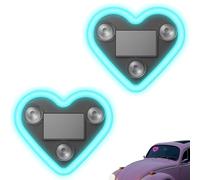 Car Solar Heart LED Light, Solar Powered Wireless LED Heart Shape C-Pillar Neon Light, Decoration Valentine's Day Car Accessory for Auto Wall Window (Ice Blue,2pcs)