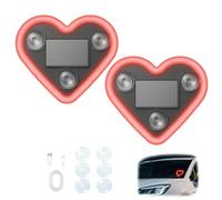 Car Solar Heart LED Light, Wireless Car Atmosphere Light, Valentine's Day Romantic Cars Interior Decor Accessory, Ip65 Waterproof (Red*2)