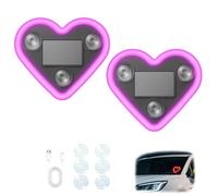 Car Solar Heart LED Light, Wireless Car Atmosphere Light, Valentine's Day Romantic Cars Interior Decor Accessory, Ip65 Waterproof (Pink*2)