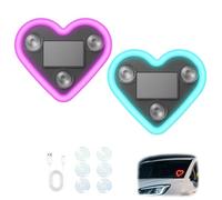 Car Solar Heart LED Light, Wireless Car Atmosphere Light, Valentine's Day Romantic Cars Interior Decor Accessory, Ip65 Waterproof (Pink+Light Blue)