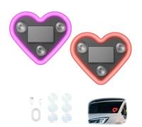 Car Solar Heart LED Light, Wireless Car Atmosphere Light, Valentine's Day Romantic Cars Interior Decor Accessory, Ip65 Waterproof (Pink+Rde)