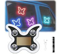 Car Solar Powered Butterfly Neon Window Light,Rechargeable Suction Cup Butterfly LED Ambient,Romantic Cars Window Decorative Lamp with 6 Light Modes & 4 Colors,for All Vehicles (Blue)