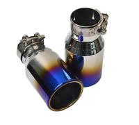 Car Tail Throat Tuyau Embout Silencieux D'échappement Plat Et Bouclé En Acier Inoxydable Bleu Brûlé Pour Voiture 1 Pièce(IN 51 Out 76 mm)