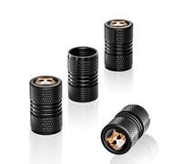 Car Tyre Valve Caps - 4 Tire Valve Stem Cap Covers, Universals Fit Car Tyres Schraders Valves Head | Airtight Seal Tyre Air Valve Caps, Screw- Tire Air Caps for Vehicles (Black)
