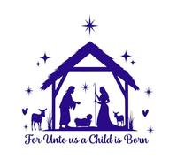 car un enfant nous est né typographie chrétienne Peintures murales et stickers muraux en vinyle 54.6x55.6cm N'abîme pas le mur Bleu foncé