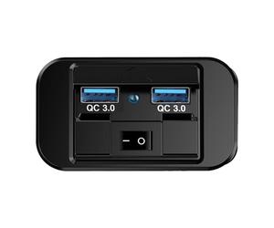 Car USB Charger | ABS Flame Retardant, Input 12-24V, Output 5V/9V/12V | QC3.0 Fast Charge with LED Blue Light | Waterproof for RV, Bus, Truck, Boat