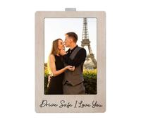 Car Visor Clip, Wood Picture Frame, Photo Holder, 4.21x2.76x0.87 Inches, Compact Auto Display with Sturdy Clamp, Dashboard Decoration Travel Sentimental Gift for Father Husband Boyfriend