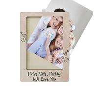 Car Visor Photo, Wooden Auto Picture Frame Visors Clips Father, 4.21x2.76x0.87 Inches Compact & Portable Design, Automotive Interior Decoration for Husband, Parents, Partners, Boyfriend, and Friends