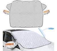 Car Windshield Snow Cover,4-Layer Magnetic Windshield Cover for Car Universal Magnetic Snow Cover with Side Window and Rearview Mirror Protector to Use for SUV CRV Trucks (Silver:62.99 * 15.67)