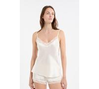 Caraco en soie détails dentelle - Milky - L - Ecru - Femme - Etam