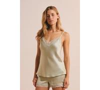 Caraco en soie détails dentelle - Milky - L - Glacier - Femme - Etam