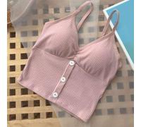 Caraco pour femme de couleur unie mais ton sur le devant, débardeur extensible coupe régulière, haut, pour les vacances d'été, la plage, le yoga, taille unique (taille unique, rose)