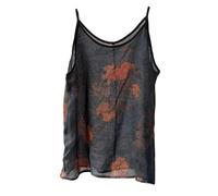 Caraco Ramie à bretelles pour femme Imprimé floral, noir, Taille Unique