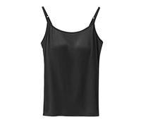 Caraco sans manches pour femme 2025 avec poitrine à cinq doigts sans soutien-gorge et bonnets, une camisole de sport pour la maison et l'intérieur, vêtements de base, tenues, cadeaux, Noir , M