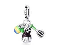 Caractéristique du football Ensemble de trois pièces, breloque de bracelet en perles, convient aux bracelets de 3 mm à 4,5 mm