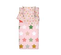 Caradou Parure de Lit Enfant LOULA, 4 Pièces couette incluse, 90x190 cm, Coton, Rose Pêche