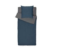 Caradou Parure de Lit Enfant Microfibre Lavée, 4 Pièces Couette Incluse, 90 x 190 cm, Bleu Marine-Gris Anthracite