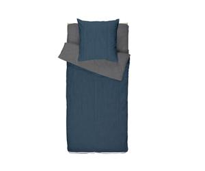 Caradou Parure de Lit Enfant Microfibre Lavée, 4 Pièces Couette Incluse, 90 x 190 cm, Bleu Marine-Gris Anthracite