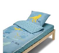 Bleu Câlin Rechange Caradou® T-Rex Parure de lit Enfant en Coton 3 pièces: Couchage Tout-en-Un pour Enfant sans Couette - 90x190cm