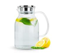 Carafe 1.8 L Pichet en verre avec anse et couvercle de filtre amovible