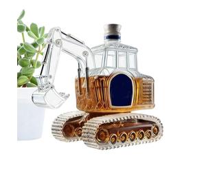 Carafe à alcool, Bouteille en Verre en Forme de Pelleteuse, Doseur à Alcools, Range-carafe pour whisky et spiritueux, Pour Bourbon, Bar à la Maison, Cadeau Homme Papa Anniversaire Mariage