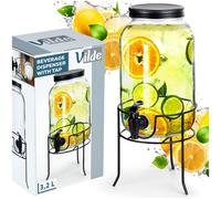 Carafe à boissons avec robinet et support, distributeur noir pour boissons, eau,