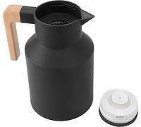 Carafe à café 1000ml Poignée en bois Double paroi Rétention de la chaleur par le vide Carafe à café thermique pour thé, jus de fruits et café Noir
