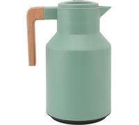 Carafe à Café 1L Grande Capacité Portable Style Européen Poignée en Bois de Hêtre Bouilloire Isolation Thermique 12h Pot à Café Vert