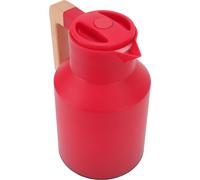 Carafe à Café 1L Grande Capacité Portable Style Européen Poignée en Bois de Hêtre Bouilloire Isolation Thermique 12h Pot à Café Rouge