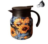 Carafe à café -4,13 pouces 800 mlThéière thermique, bouilloire isolée en acier inoxydable, théière à motif floral | Pot sous vide pour brassage, filtrage, versement de boissons chaudes et froides, uti