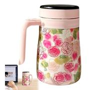 Carafe à café - Carafe thermique | Carafe en acier inoxydable à motif floral de 550 ml | Carafe à café sous vide avec infuseur amovible | Pichet à eau chaude | Pichet thermique