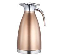 Carafe à café en acier inoxydable - Théière - Distributeur de thé et d'eau - Pour voyage, maison, restaurant - Doré - 2 L