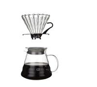 Carafe à café en verre faite la main avec ensemble de filtres, verser sur le Pot, serveur brassage thé, comprend une tasse d'extraction(M pot and L Funnel)